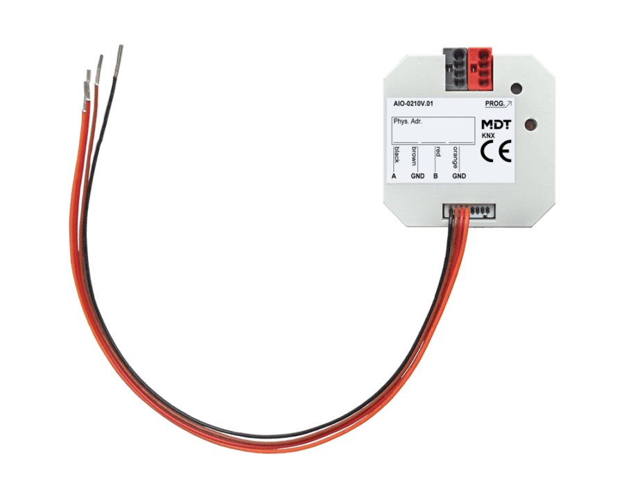MDT-AIO-0210V: KNX Analog I/O 2-channel, flush mounted, 0 - 10 V, switchable In-/Output
