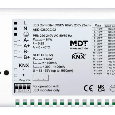 MDT-AKD-0260CC: KNX LED Controller CC/CV 60 W / 230 V 2-Channel