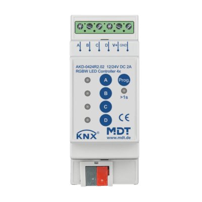 MDT-AKD-0424R2: KNX LED Controller 4-channel, 2/4 A, RGBW, 2 SU MDRC