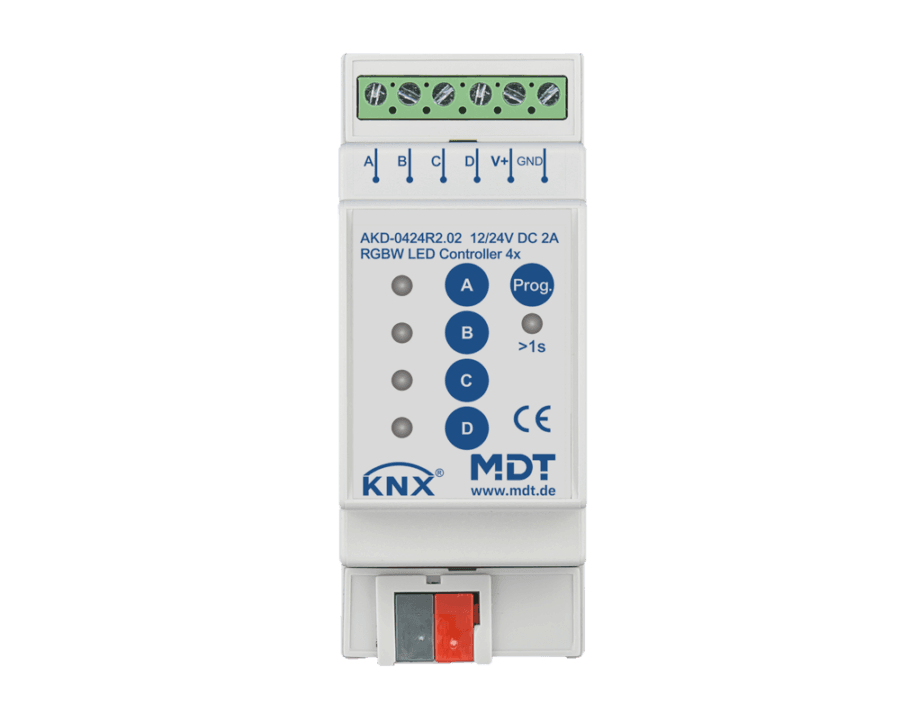 MDT-AKD-0424R2: KNX LED Controller 4-channel, 2/4 A, RGBW, 2 SU MDRC