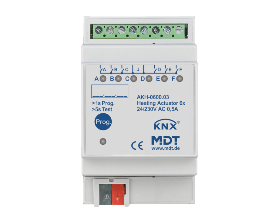 MDT-AKH-0600: KNX Heating Actuator 6-channel, 3 SU MDRC, 24 - 230 V AC
