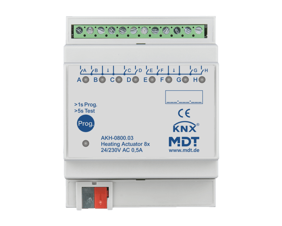 MDT-AKH-0800: KNX Heating Actuator 8-channel, 4 SU MDRC, 24 - 230 V AC