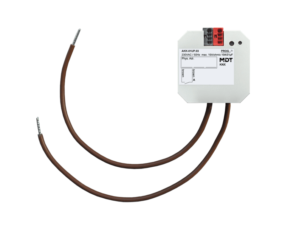MDT-AKK-01UP: KNX Switch Actuator 1-channel, flush mounted, 16 A, 70 µF, 10 ECG, 230 V AC, Compact