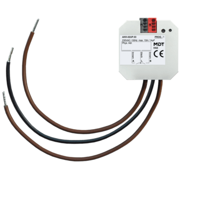MDT-AKK-02UP: KNX Switch Actuator 2-channel, flush mounted, 10 A, 14 µF, 2ECG, 230 V AC, Compact