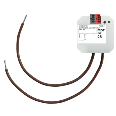 MDT-AKS-01UP: KNX Switch Actuator 1-channel, flush mounted, 16 A, 230 V AC, C-load, Standard, 140 µF