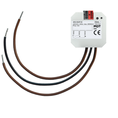 MDT-AKU-02UP: KNX Universal Actuator 2-channel, flush mounted, 10 A, 230 V AC, 14 µF, 2 ECG
