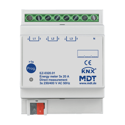 KNX Energy meter 3-channel 20 A, direct measurement, 4 SU MDRC, 230/400 V AC