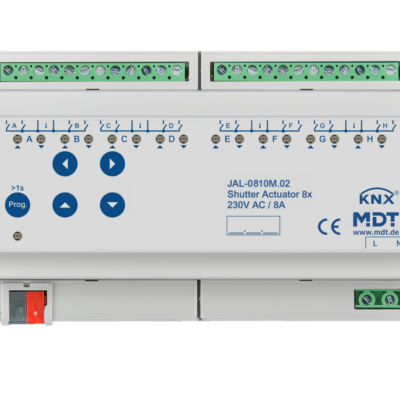 MDT-JAL-0810M: KNX Shutter Actuator 8-channel with travel time measurement