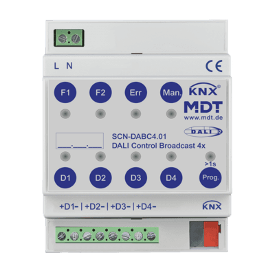 MDT-SCN-DABC4: DALI Control Broadcast Gateway, 4 channel, 4 SU MDRC