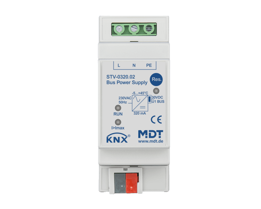 MDT-STV-0320: KNX Bus Power Supply, 2 SU MDRC, 320 mA